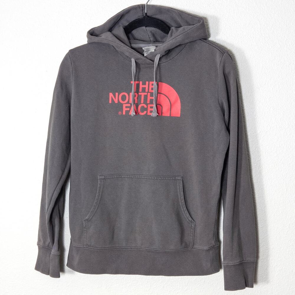 The North Face Hoodie Gray Red Logo Pullover Small Gorpcore Streetwear